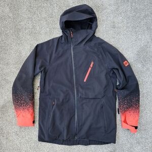 686 Mens Hydra Thermagraph Glacier Jacket Black Orange Snowboard Ski Coat Medium